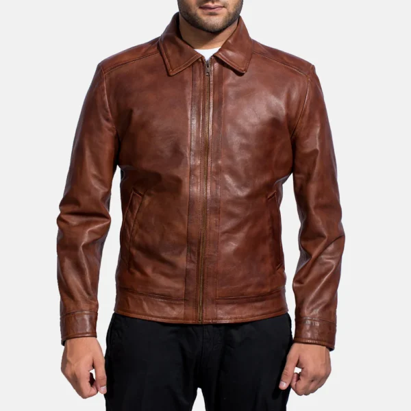 Brown Leather Jacket - Image 1